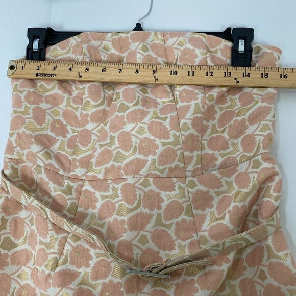 Merona Dress Size 6 Strapless Metallic Gold Peach Lined Built-In Bra Strap Party - Picture 9 of 16